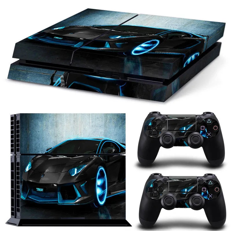 PS4 game console screen protector film with various printed style options.