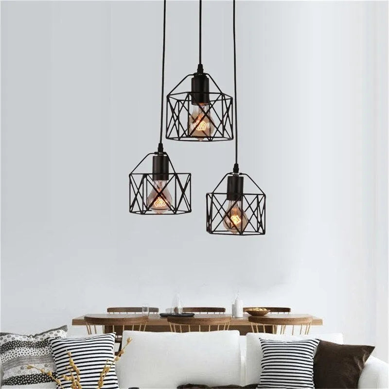 Country style decorative light with iron shade and push button switch for home lighting