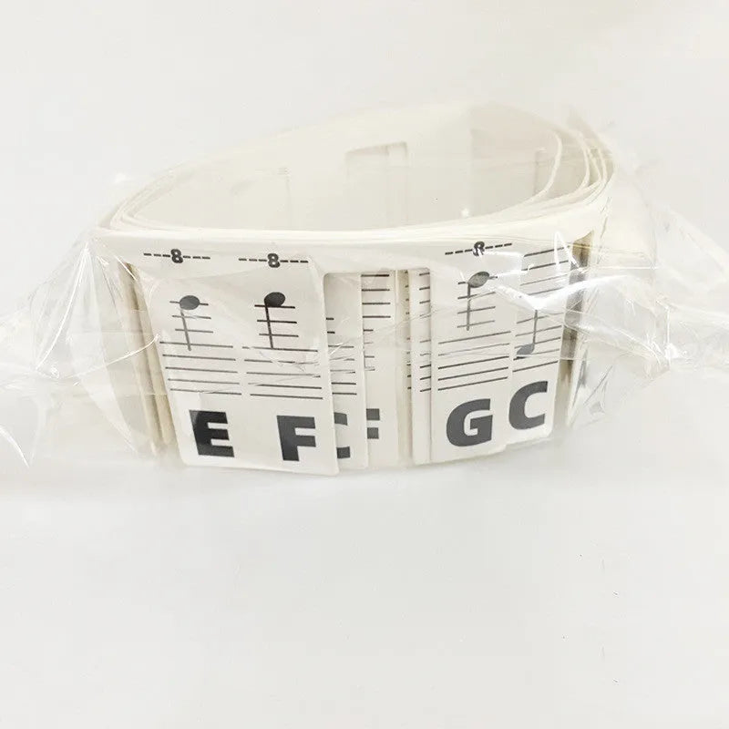 88 key piano keyboard stickers with colour-coded note bars and black notes in separate opp bags for staff notation learning