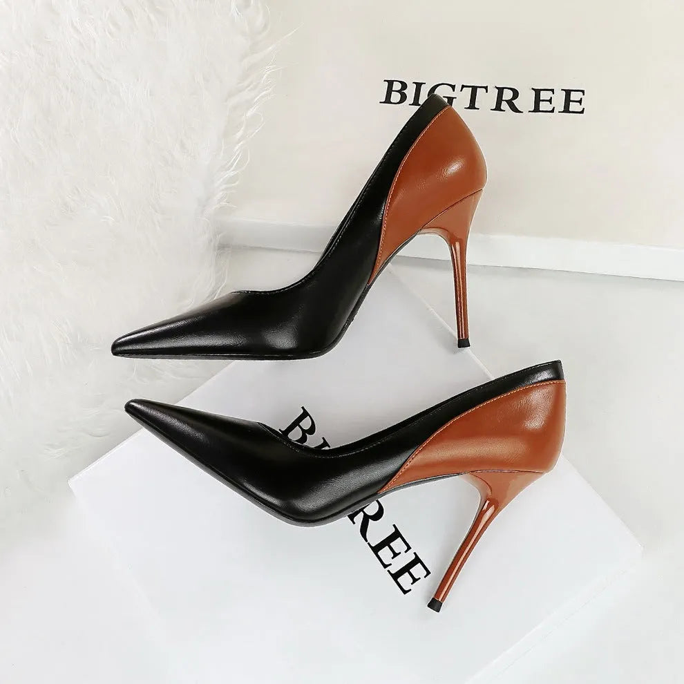 Retro style women's stiletto heels with pointed toe and super high heel