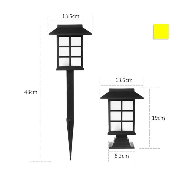 Black solar outdoor LED lawn light with window-style design for garden and pathway illumination