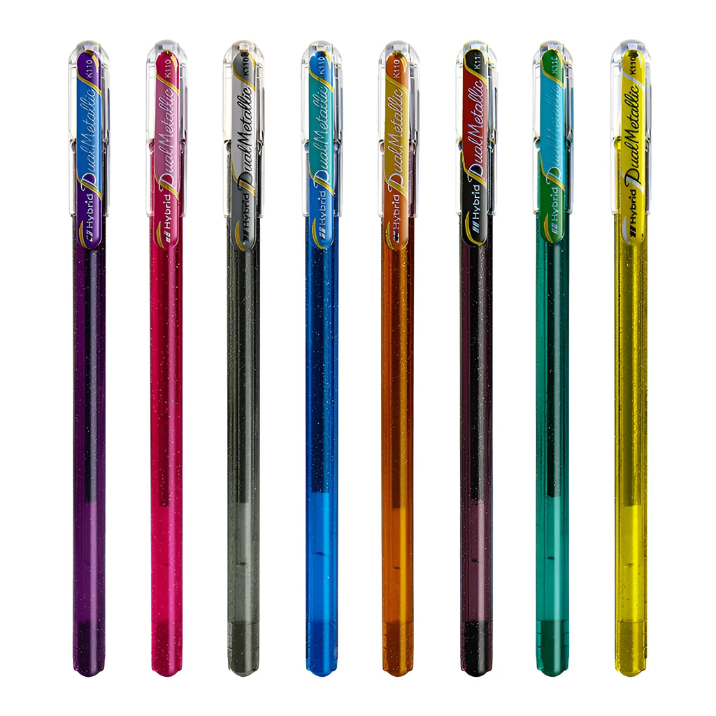 Flash K110 1.0mm gel pen with pearlescent glitter ink in eight colour options.