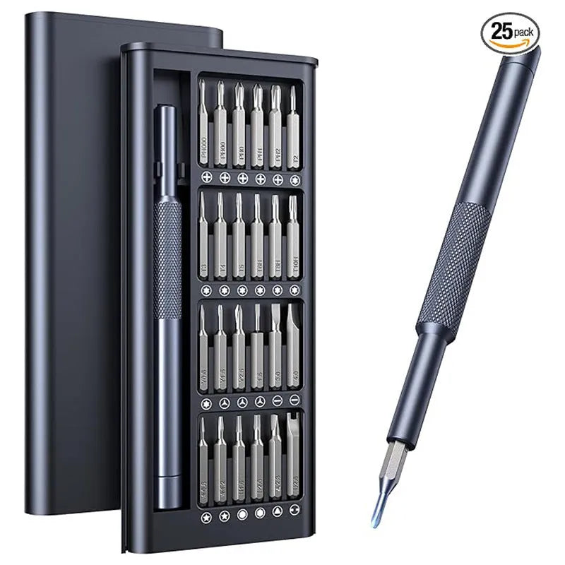 25-in-one precision screwdriver set with magnetic tip and chrome vanadium steel cutter