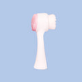 Facial brush with coral fleece headband set in three-piece configuration for skincare routines