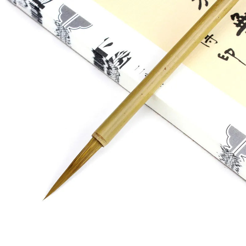 Langhao wolf hair calligraphy brush with traditional construction for Chinese writing