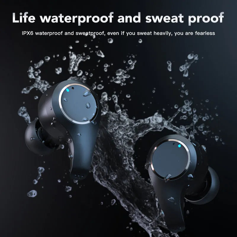 Black ANC Active Noise Cancelling Bluetooth headset with earplug design