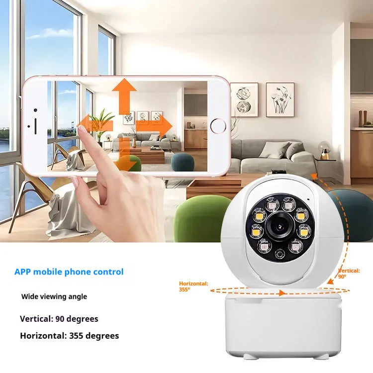 Indoor 1080p HD security camera with ceiling mount bracket on a white background.