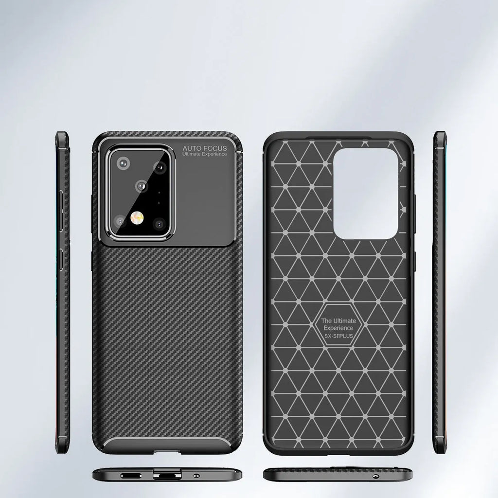 Solid colour TPU back cover case for Samsung Galaxy phones on a table.