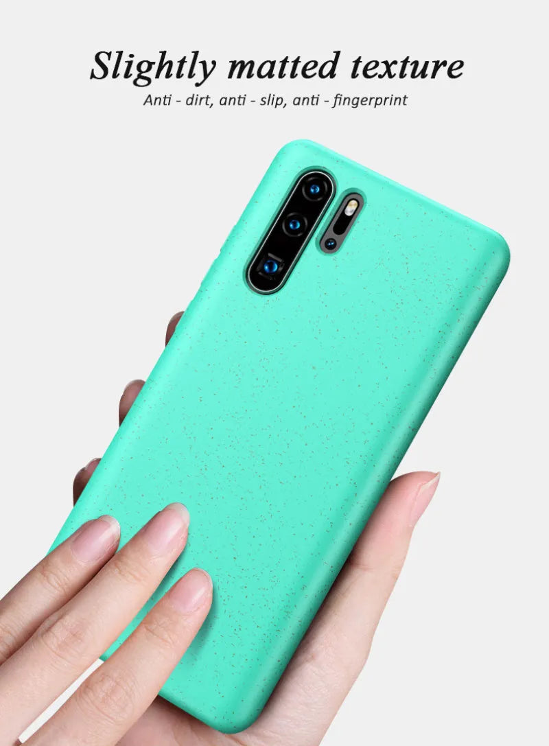 Huawei P30 series TPU mobile phone back cover in six colour options on a white background.