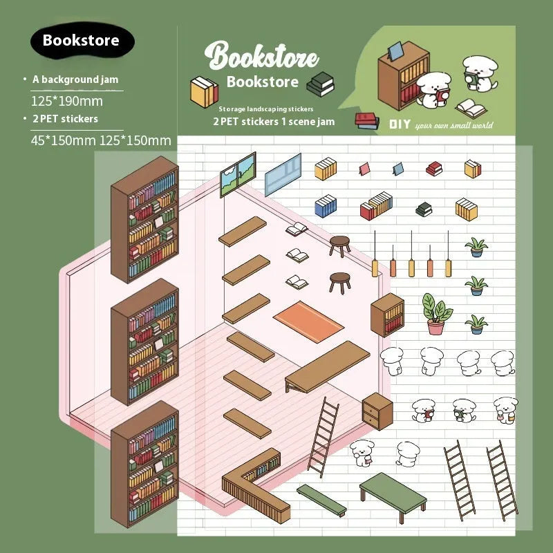 Capabala pre-cut landscaping cartoon stickers on a PET sheet in eight colour themes.
