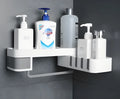 Retro European style suction wall bathroom corner shelf in white gray colour
