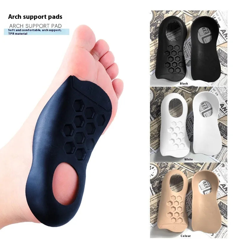 Pair of white TPR arch support varus correction insoles for shoe sizes 35-45