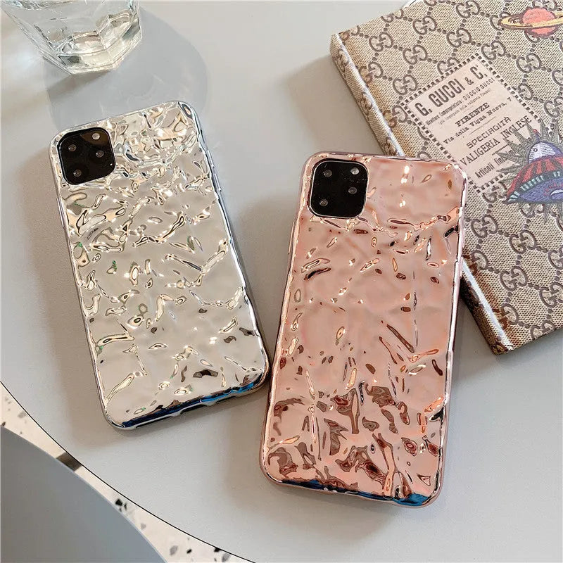 Electroplated metallic TPU iPhone case in rose gold colour showing back cover design