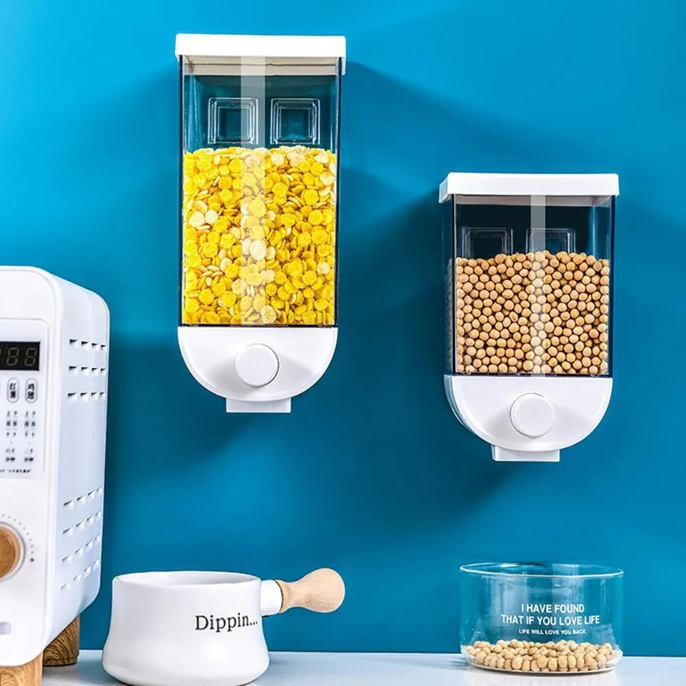 White transparent wall mounted food storage container with easy press lid