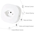 White smart socket plug with WIFI and voice control, showing EU plug pins.