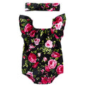 Baby girl wearing black cotton sleeveless romper with triangle climbing style