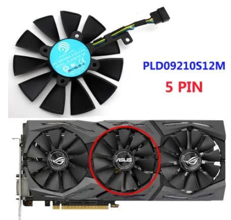Square 87mm GPU replacement cooling fan with 4-pin power cable for ASUS graphics cards.