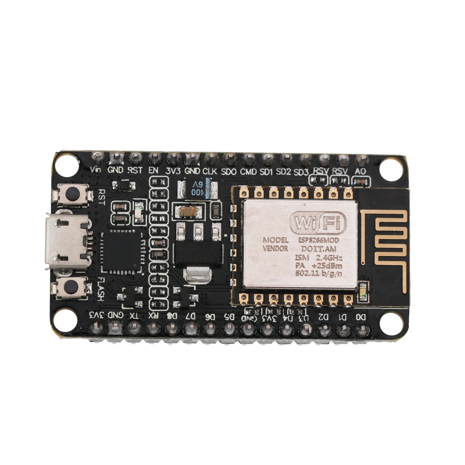 NodeMCU Lua ESP8266 Wi-Fi development board with CH340G USB interface and pin headers