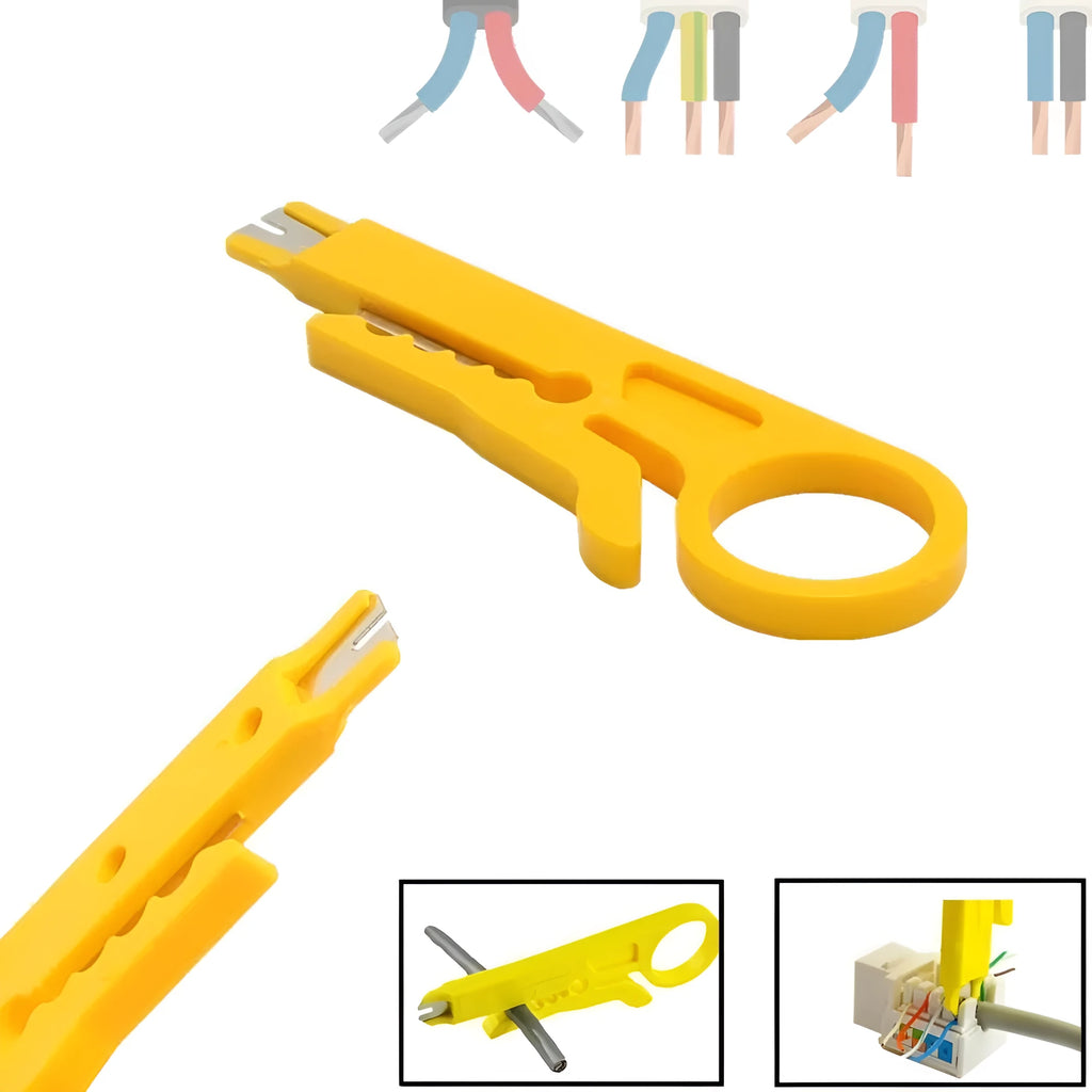 Yellow portable wire stripper tool with 0.6mm stripping diameter
