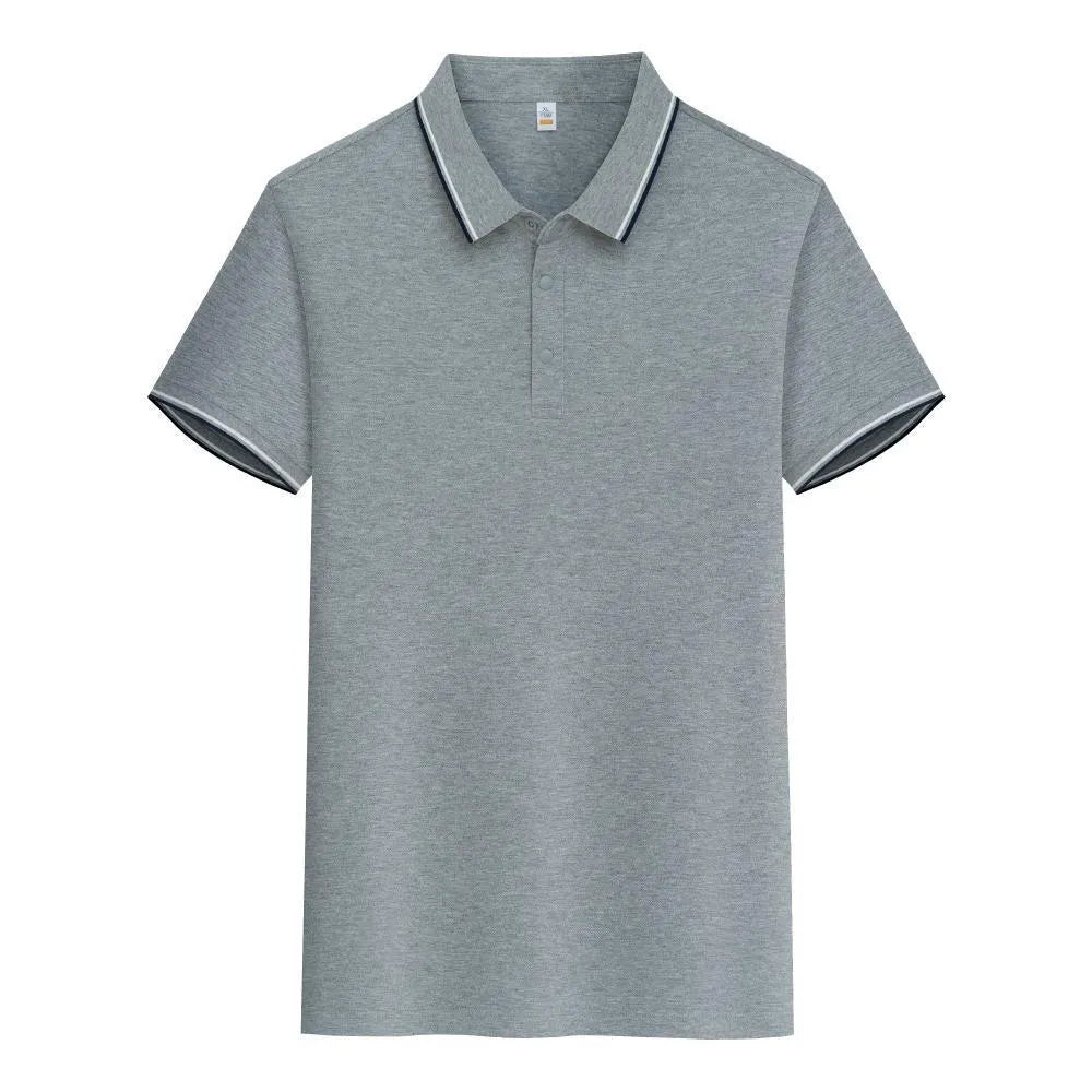 Man wearing a pure cotton short sleeve polo shirt with a lapel collar in army green colour.