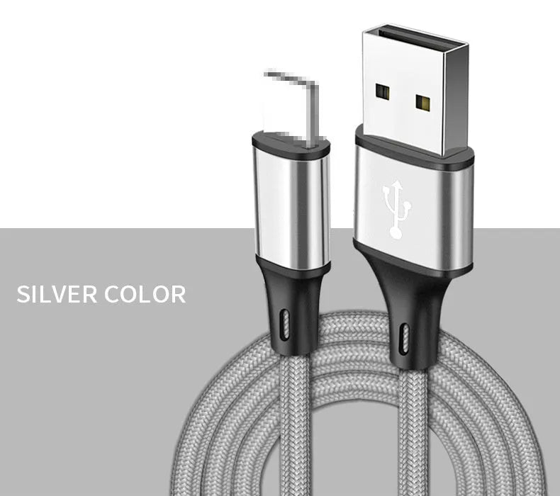 Braided data cable with Lightning interface, TPE insulation, ABS shell, available in multiple colours and lengths