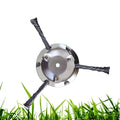 Stainless steel wire mower accessory for grassland weeding, showing 150mm diameter and knife options.