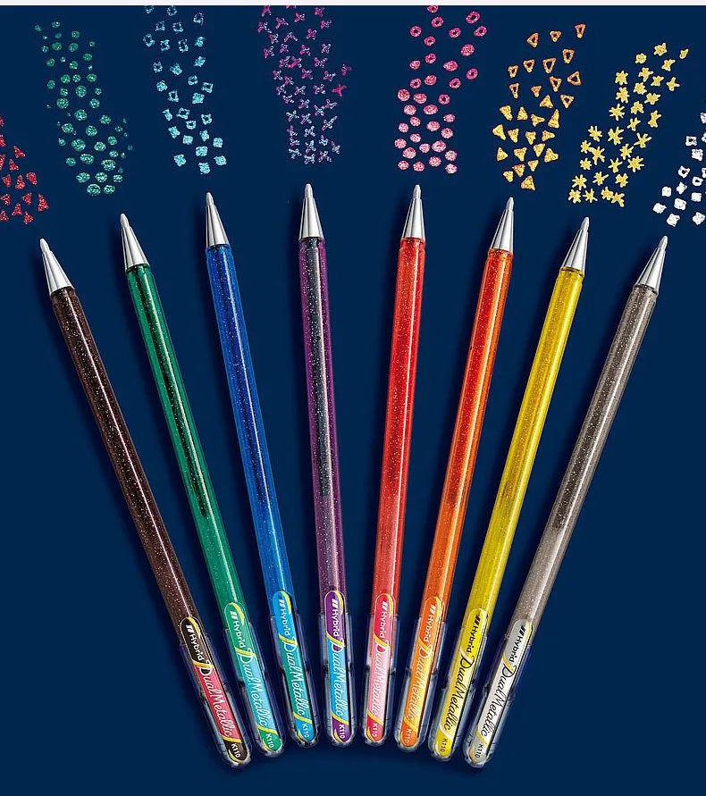 Flash K110 1.0mm gel pen with pearlescent glitter ink in eight colour options.