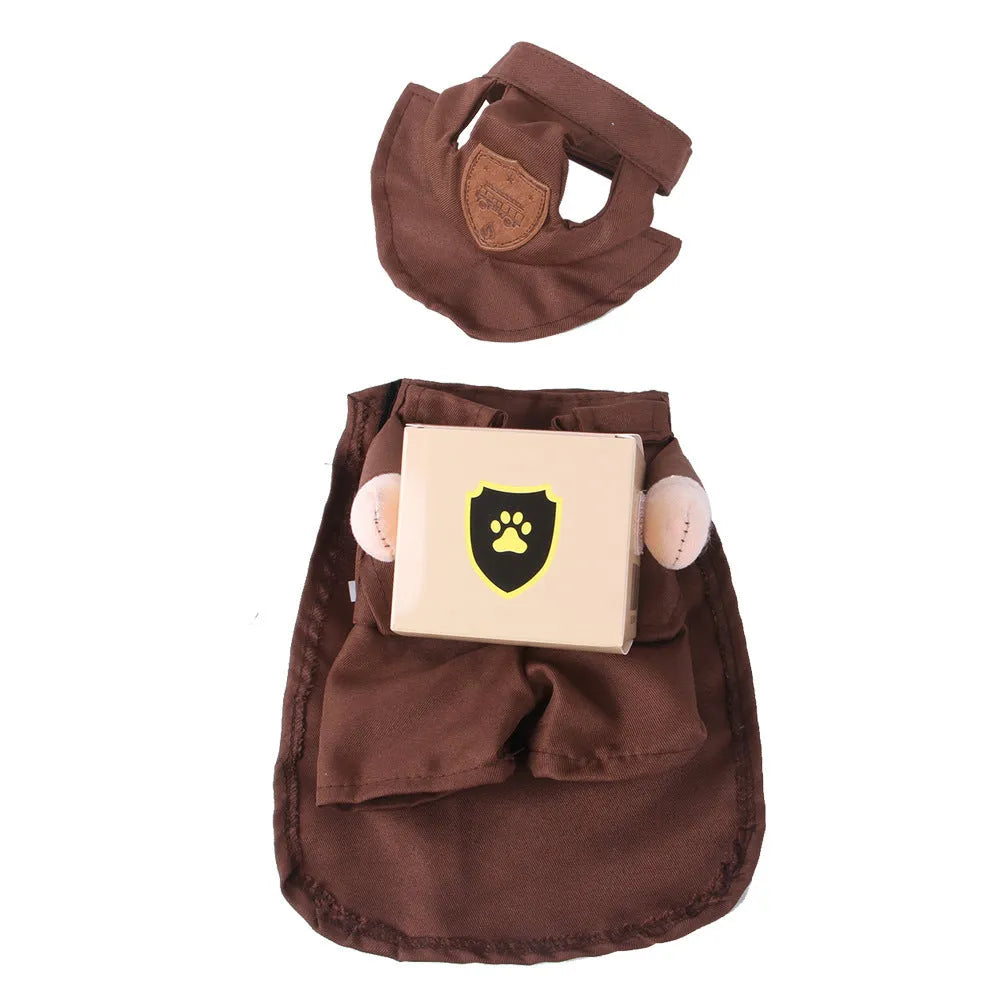 Coffee-coloured polyester pet standing clothing for dogs and cats in casual outing style