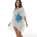 White plus size beach cover-up blouse for women with loose fit and chemical fibre blend fabric