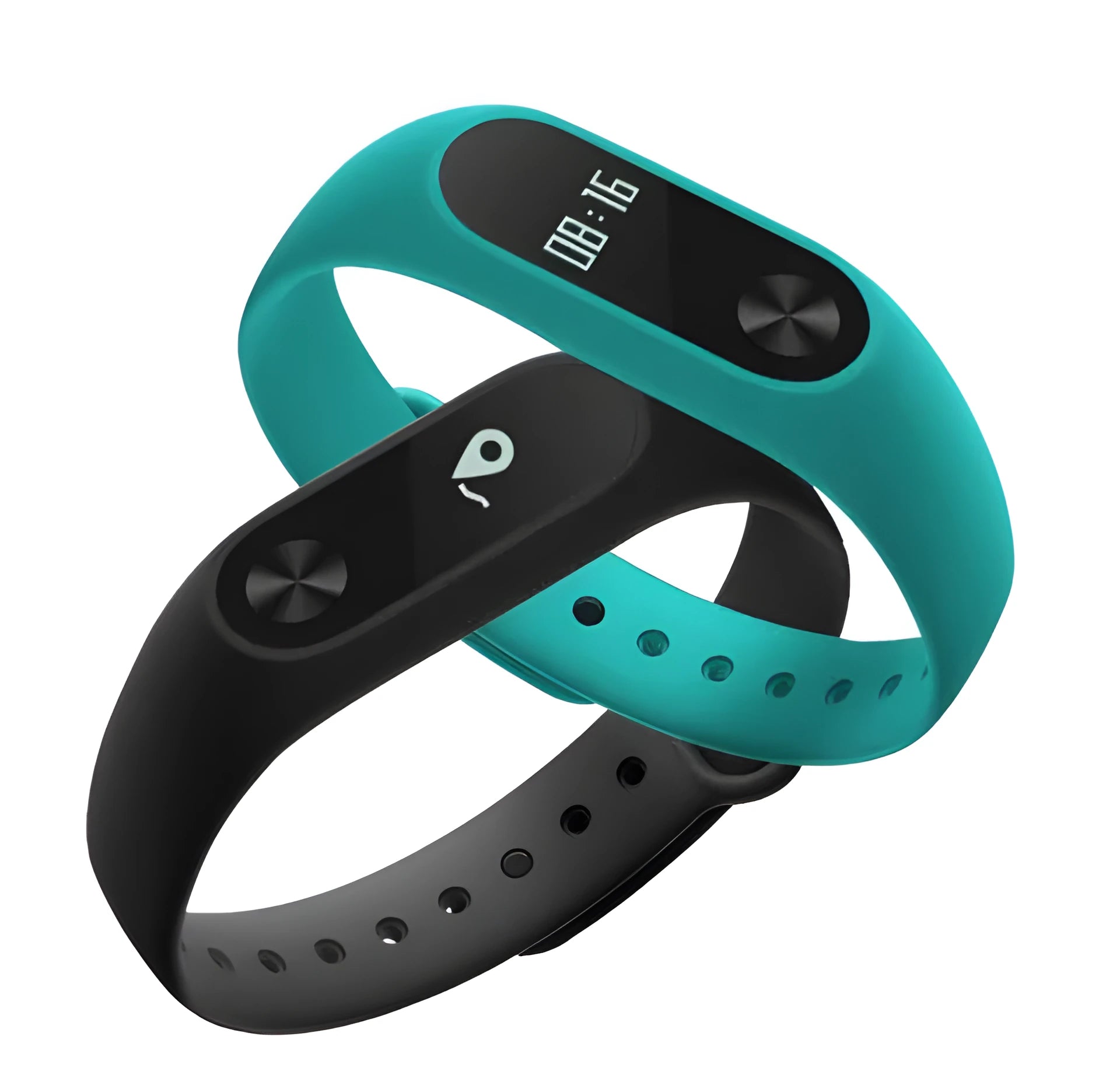 Xiaomi Mi Band 2 black smartband with OLED display on adjustable grey wrist strap.