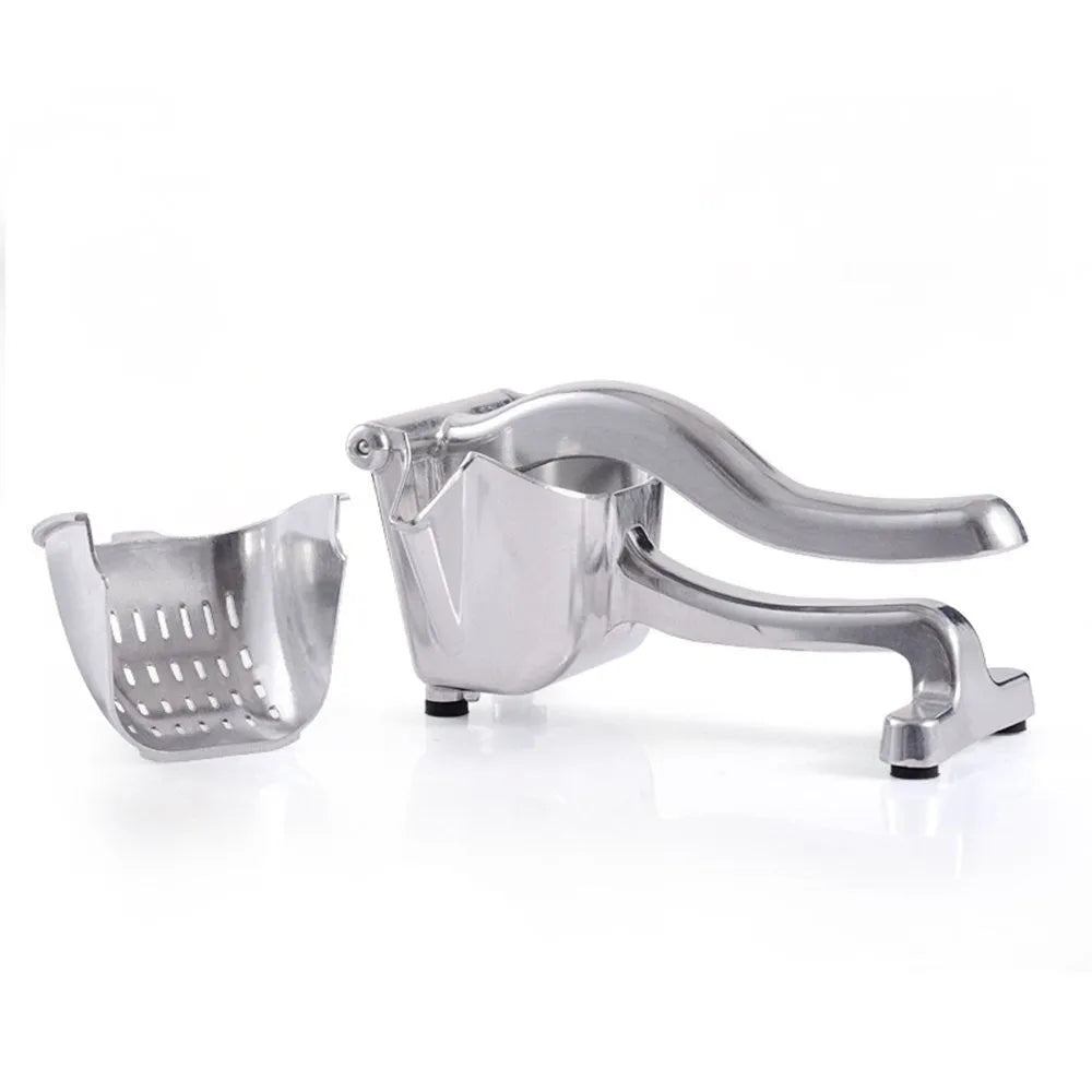 Silver heavy duty lemon squeezer with extra large bowl and lever press mechanism