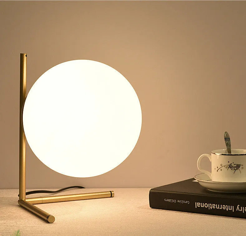 Creative LED lamp with glass shade in three size options for living room or study