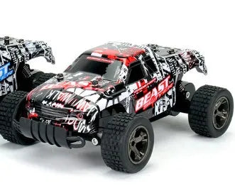 Blue and yellow 1:18 scale remote control off-road car with 2.4Ghz transmitter