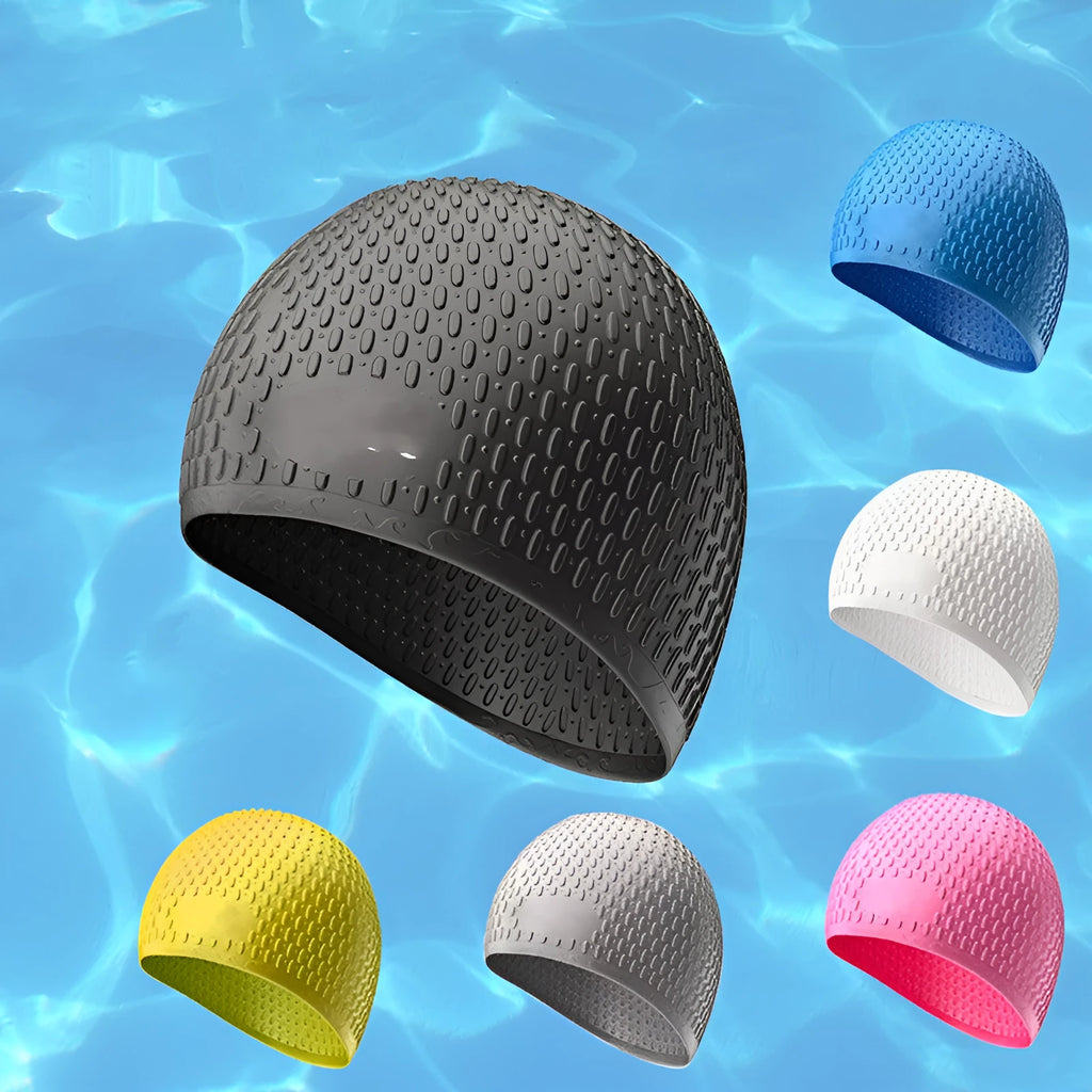 Solid colour silicone swimming cap for adults in multiple colour options