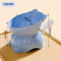Stainless steel oblique cat bowl with a non-slip silicone base in blue colour.