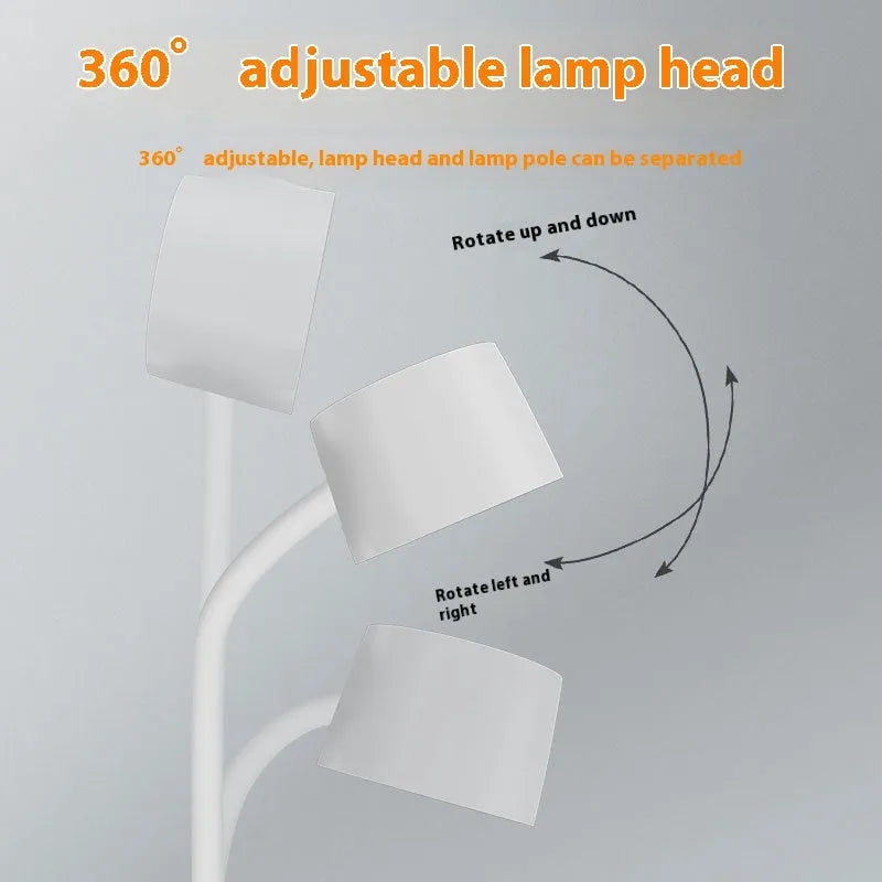 White and black intelligent wireless charging lamp with digital time display on desk