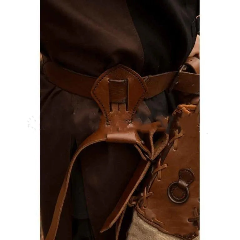 Warrior hand woven PU skin spliced quiver in brown with stitching pattern for archery