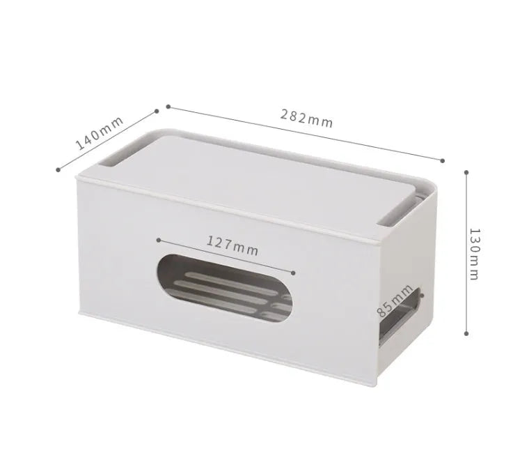 Plastic wireless router storage box in grey and white colour options