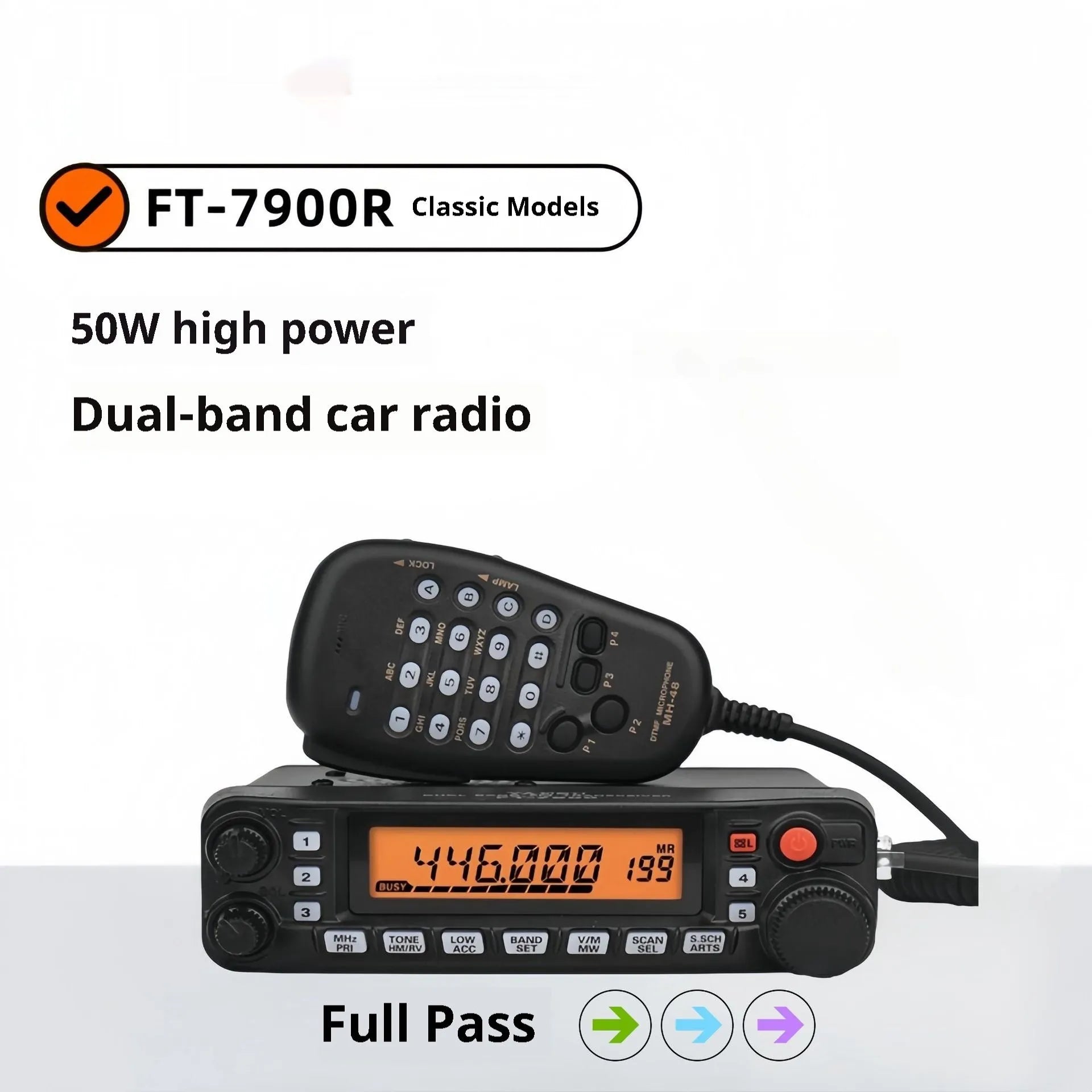 High-power vehicle-mounted radio interphone with 507 antenna and clamp options for self-driving tour communication.