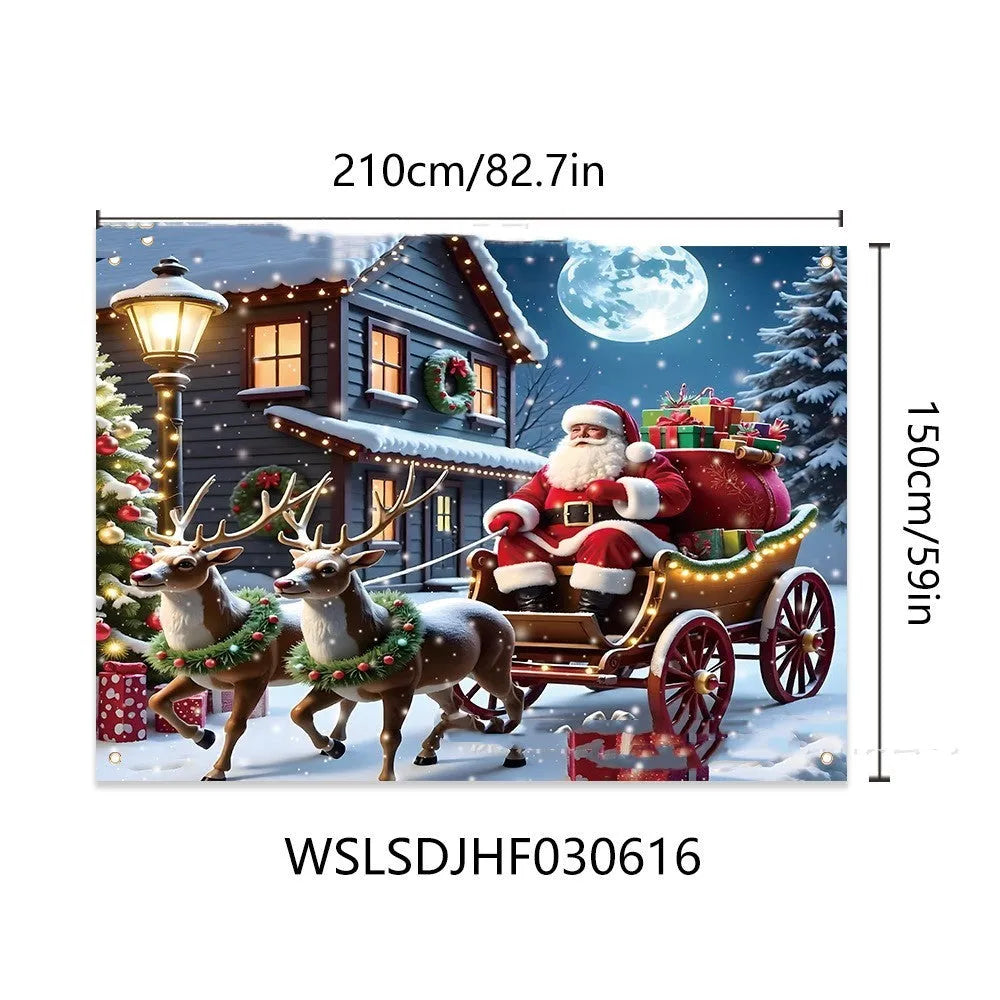 Large red Santa Claus Christmas banner measuring 210 cm wide by 150 cm high