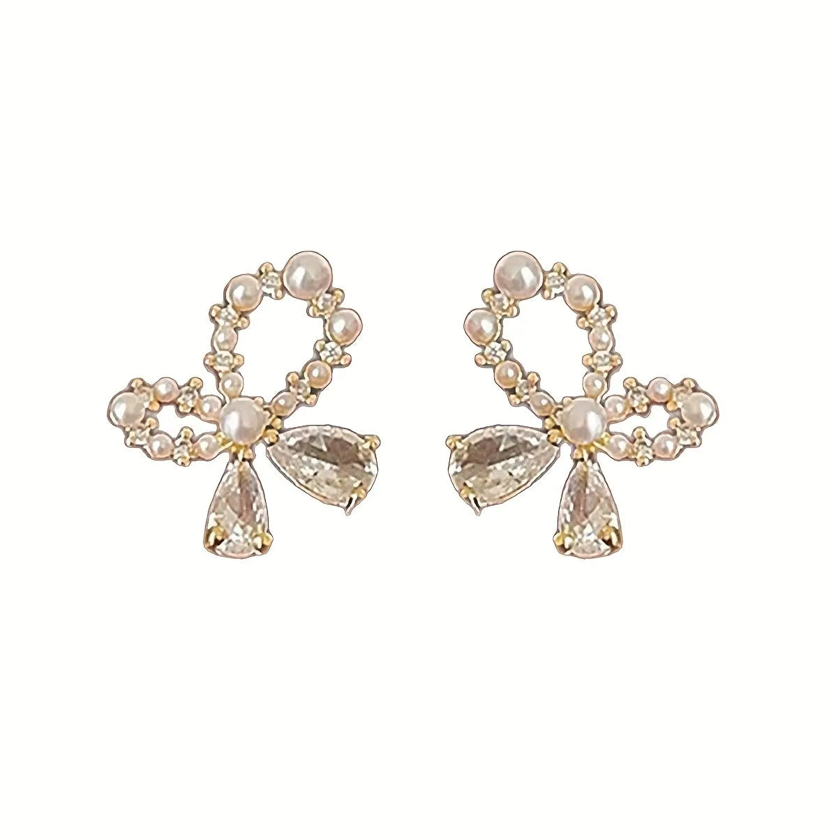 Silver electroplated copper butterfly earrings with geometric accents on a white background