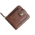 Men's short two-fold PU leather wallet in light brown, black, and dark brown colour options