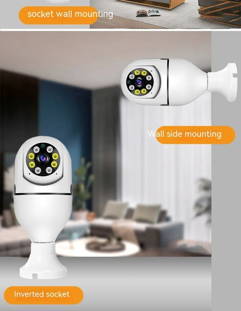 Wireless bulb security camera with 1080p full colour night vision for indoor outdoor monitoring