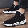 High-top snow boots with fleece lining, suede upper, and rubber platform sole in 2280 black and white