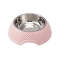 Blue stainless steel pet bowl with non-slip base for cats and small dogs.