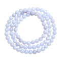 Natural blue agate bracelet with multi-circle pattern and a Ruyi charm.