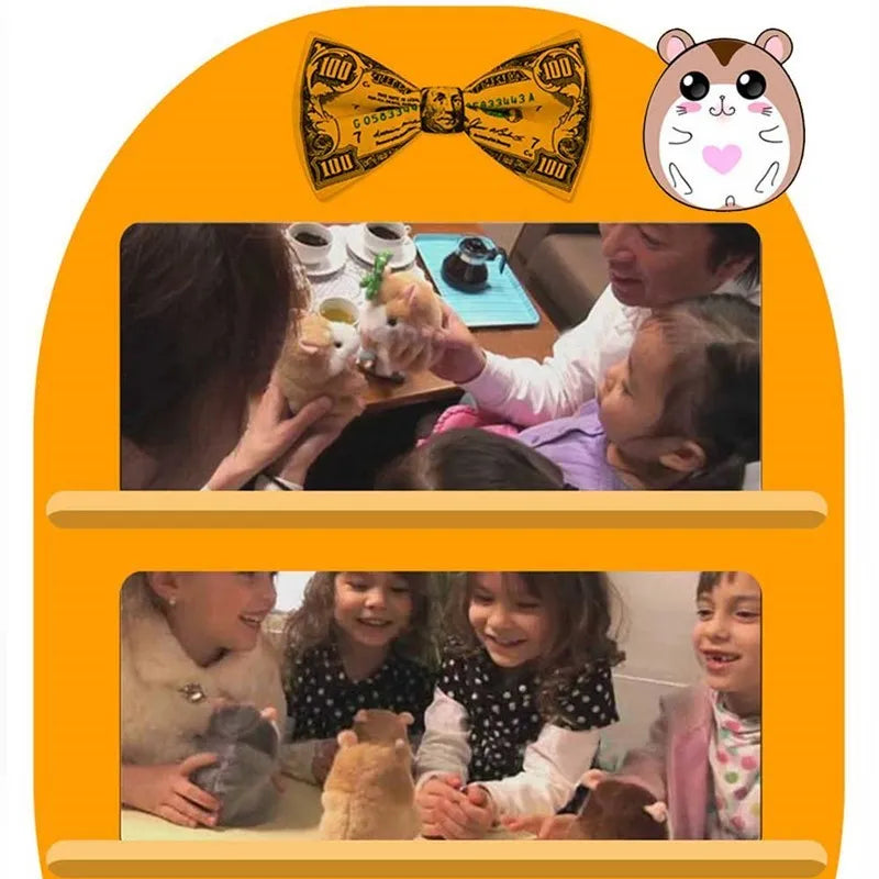 15cm light brown plush talking hamster toy with moving head on a plain background.