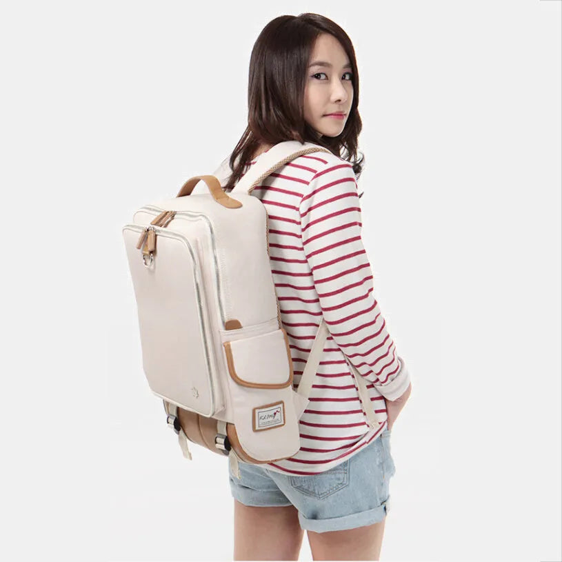 Men's Oxford cloth backpack in a modern Korean design, shown in Army Green colour, with dimensions 30x16x46cm.
