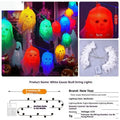 Halloween battery-operated coloured string lights with plastic shell for indoor wall decoration.