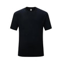 Men's solid colour CVC cotton short sleeve T-shirt on a hanger, shown in white and black.